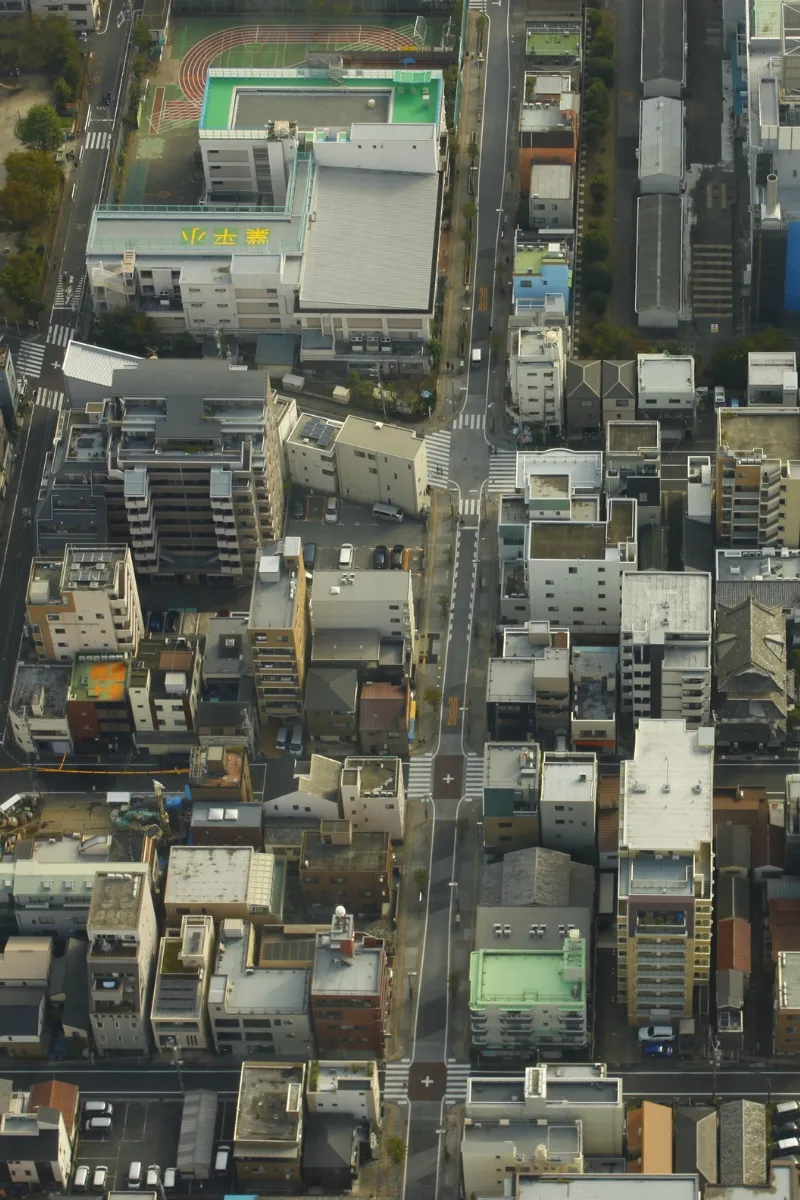 Blick auf die Häuser von Tokio vom Tokyo Skytree aus